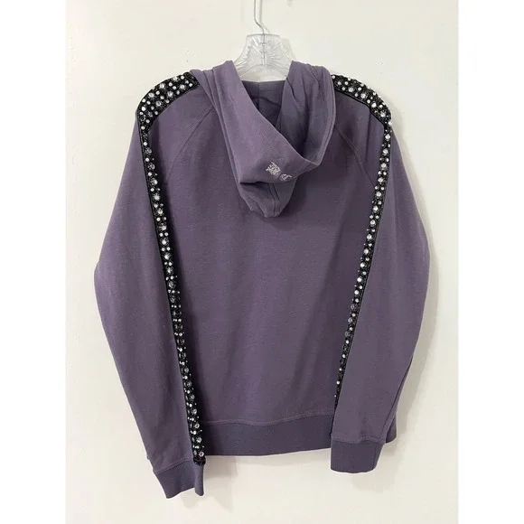 BCBGMAXAZRIA Full Set Frosted Plum Rhinestone Tracksuit Set Hoodie Pants XL - Picture 6 of 14